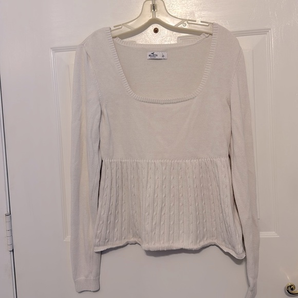 Hollister Soft Cream Knit Sweater Top sz L - Picture 4 of 5